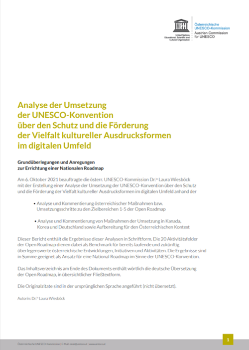 Analyse: Umsetzung der UNESCO-Konvention im digitalen Umfeld in Österreich
